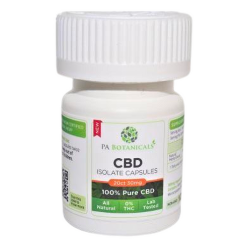 20 Count 25mg CBD Isolate Capsules (500mg)